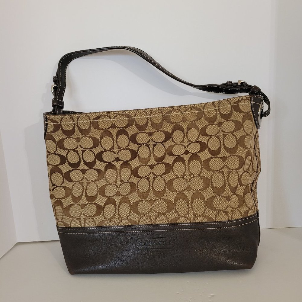 Coach Canvas/Leather Hobo Shoulder Bag